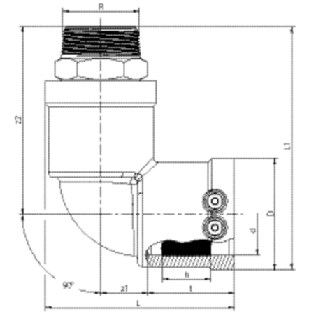 Электрическая муфта с латунной резьбой FRIATEC 32 x 1"" наружная, PN16