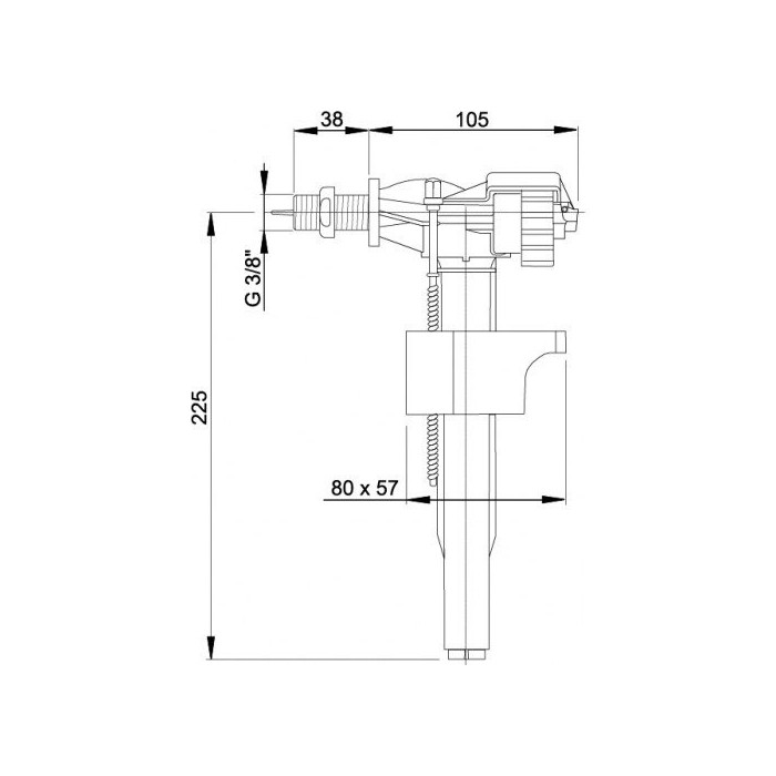 Side connection WC filling mechanism ALCA PLAST, thread 3/8""
