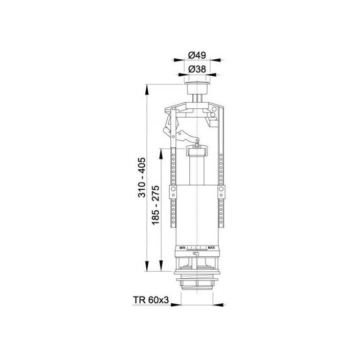 ALCA PLAST water flushing WC mechanism with Start/Stop function