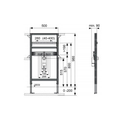 TECEprofil universal built-in washbasin module, 980 mm
