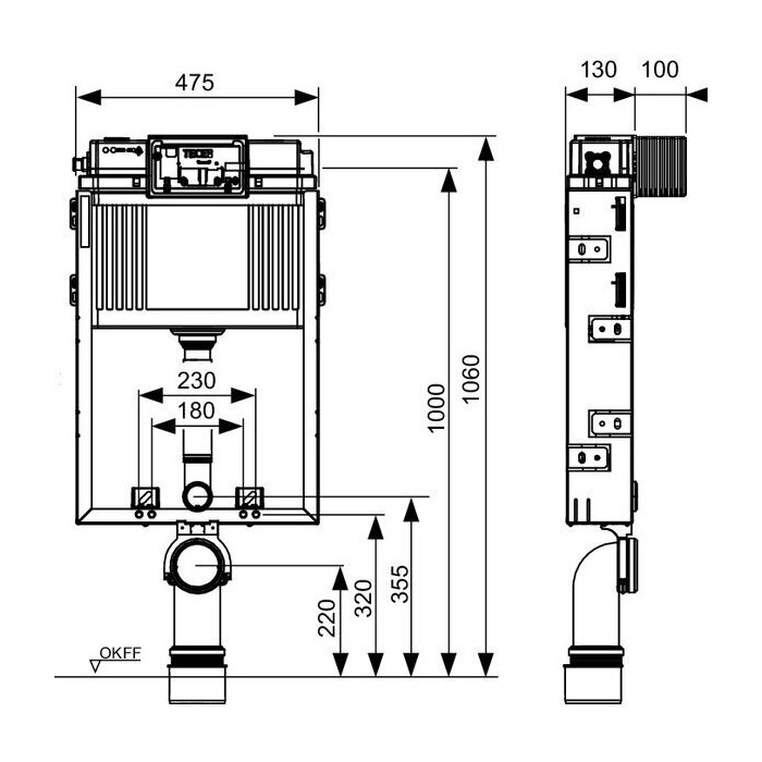 Veepuhastuspaak kinnitatakse TECEbox 1060 mm seina.
