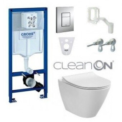 GROHE Rapid SL 5 in 1 concealed toilet frame + CERSANIT City Oval wall-hung toilet