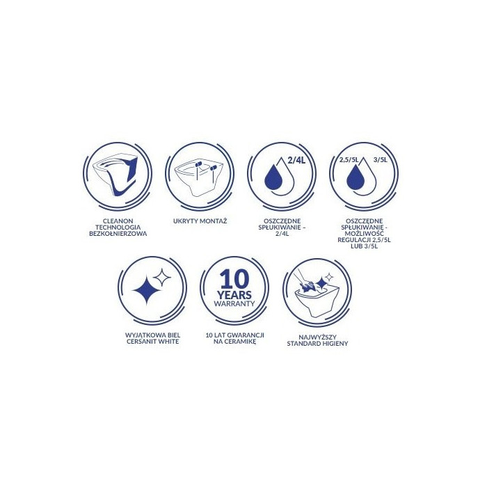 Hanging WC bowl CERSANIT City Oval with Rimless technology and a thin slow-close lid