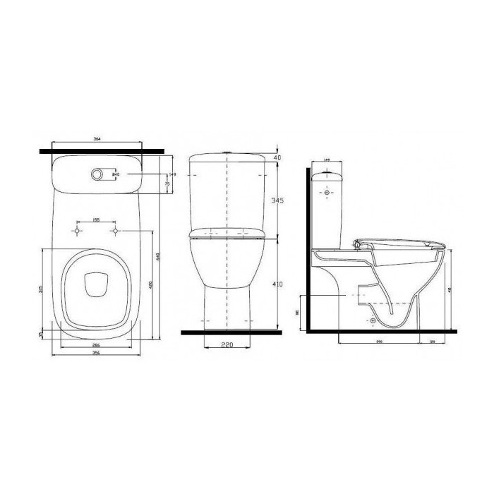 The KOLO Style Rimless toilet with a classic slow-closing lid, (from the exhibition)