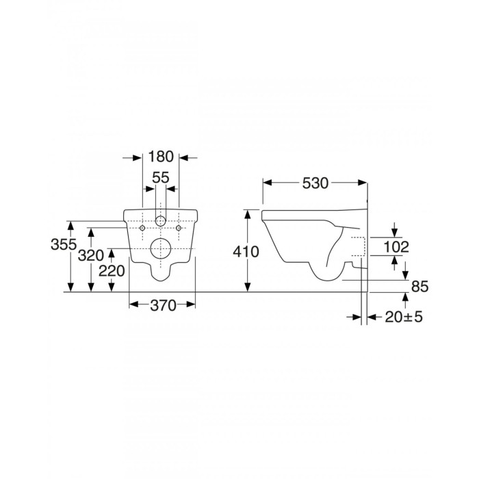GUSTAVSBERG wall-mounted toilet hygienic flush from the Geberit 4 in 1 concealed frame set