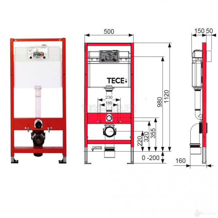 TECEprofil Base (4 in 1) recessed universal toilet (WC) frame kits