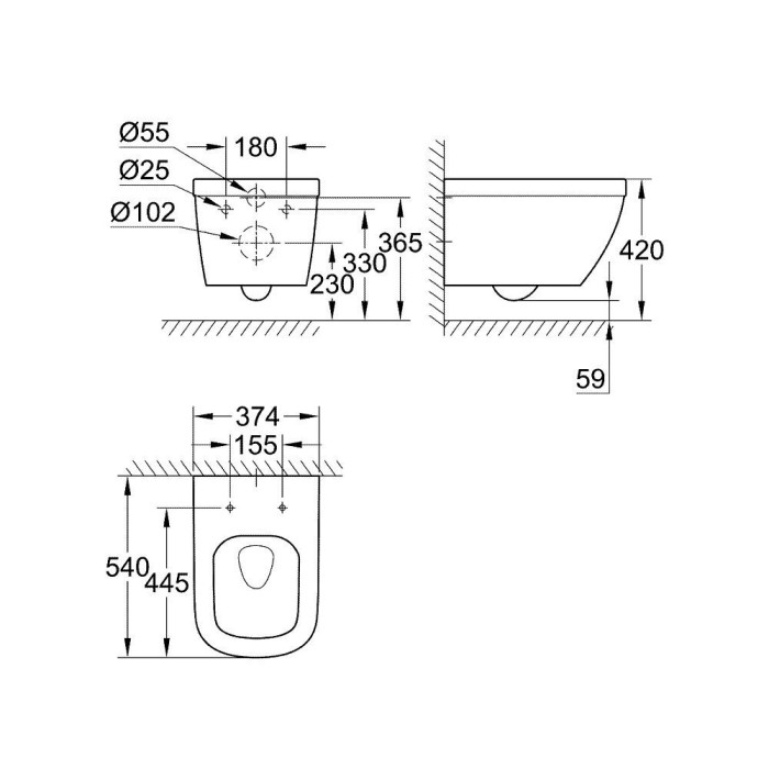 GROHE Euro Ceramic Solido 5 in 1 concealed frame and wall-hung WC set, 39536000
