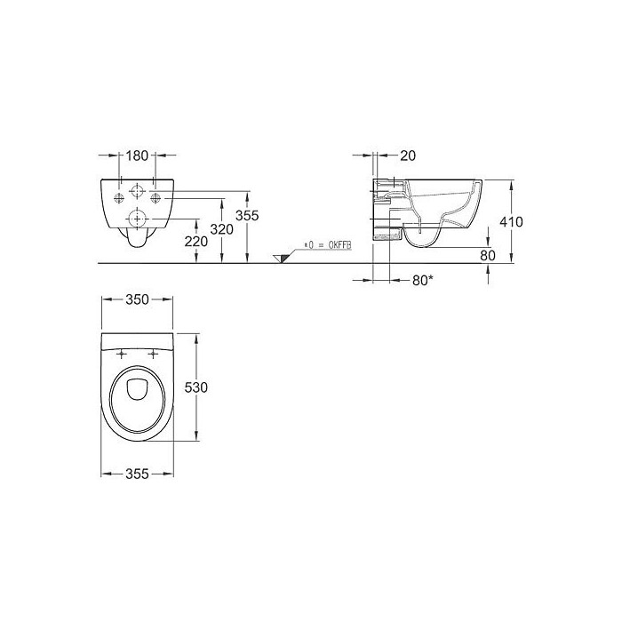 Hanging toilet with lid KERAMAG iCon with slow close lid