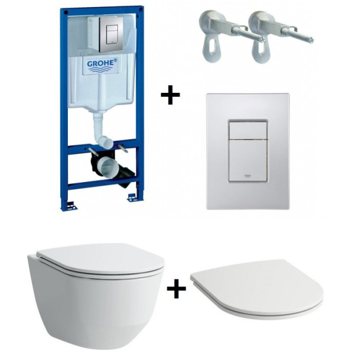 Potinkinis tualetiraami GROHE Rapid SL 5 in 1 + riputatav tualett koos Slim kaanega Laufen Pro New