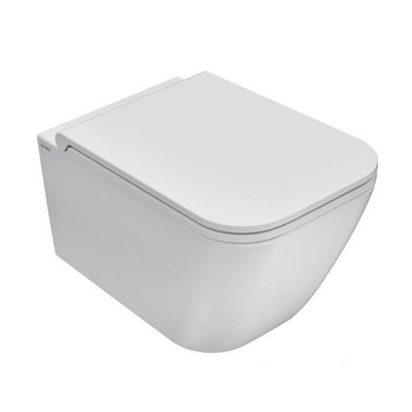 Rippuv WC-pott GLOBO Rimless tehnoloogia ja õhukese aeglaselt sulguva kaanega