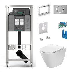 Built-in toilet frame MEPA VeraVIT 7 in 1, Manhattan + wall-mounted toilet CERSANIT City Oval