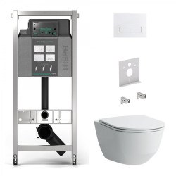 Potinkinis tualeti raami MEPA 4 in 1, matt + riputatav tualett LAUFEN Pro Rimless