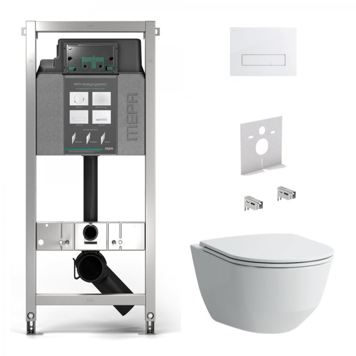 Подвесной каркас унитаза MEPA 4 в 1, матовый + подвесной унитаз LAUFEN Pro Rimless