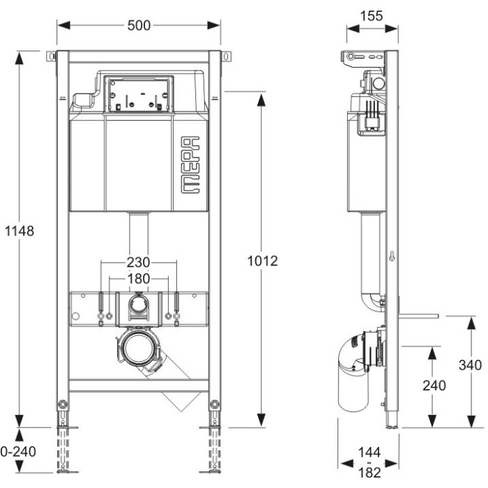 Potinkinis tualeti raami MEPA 4 in 1, matt + riputatav tualett LAUFEN Pro Rimless