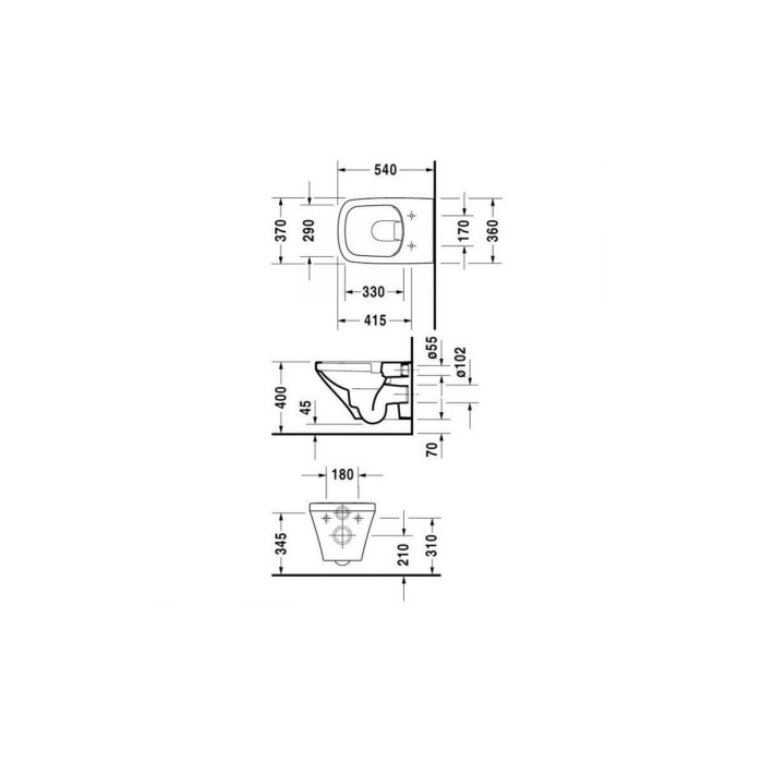 Rippuv WC-pott DURAVIT DuraStyle Rimless aeglase kaanega