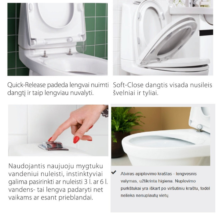 Paigaldatav WC GUSTAVSBERG Nautic 1510 C+ Hygienic Flush pehme sulgemise kaanega