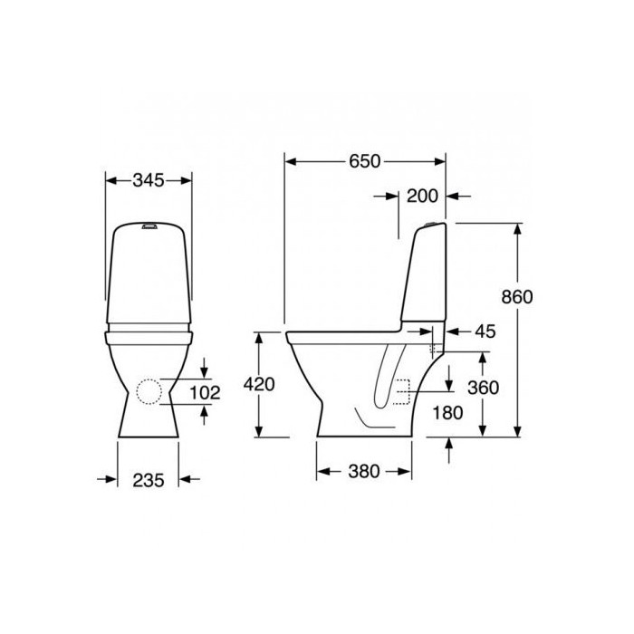 GUSTAVSBERG Nautic 1510 C+ Hygienic Flush toilet with soft close seat