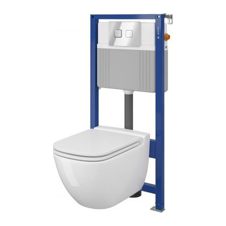 Potinkinis tualetiraami CERSANIT CASPIA + riputatav WC-pott Caspia Clean On duroplastist kaanega