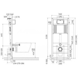 Built-in toilet frame CERSANIT CASPIA + wall-mounted toilet Caspia Clean On with a duroplast seat.