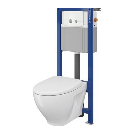 Potinkinis wc-raam CERSANIT MODUO + riputatud wc Moduo Clean On duroplastist kaanega
