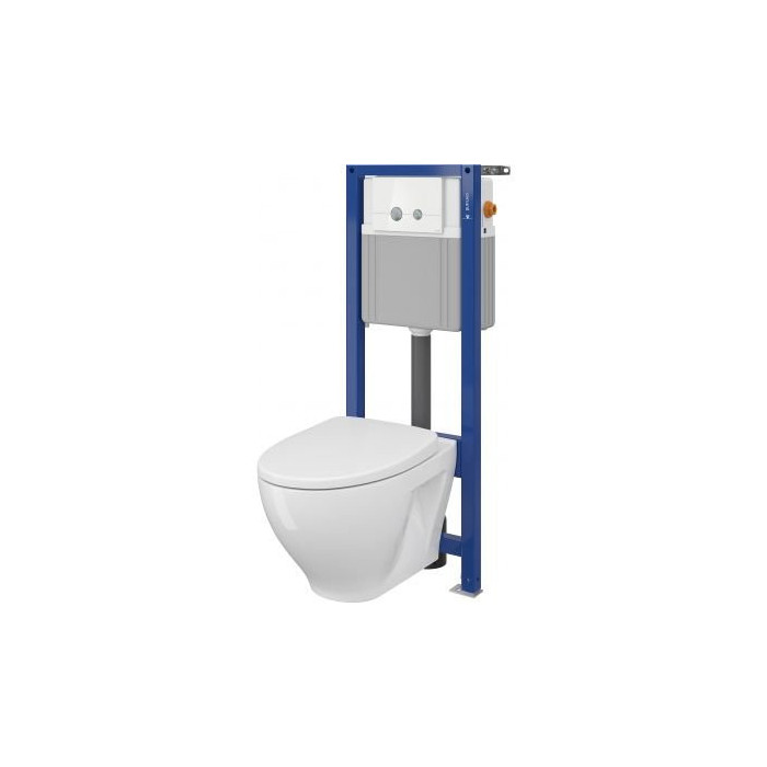 Built-in toilet frame CERSANIT MODUO + wall-mounted toilet Moduo Clean On with a duroplast seat.