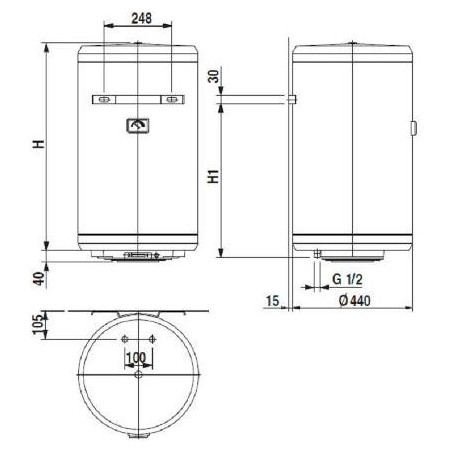 Kombineeritud veesoojendi BAXI Extra SV 580TS, 80 l, vasakpoolne ühendus