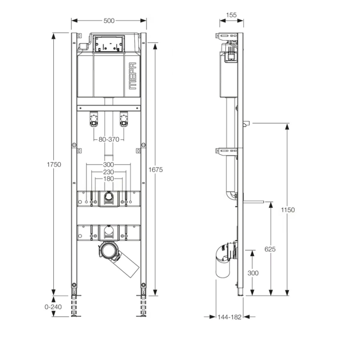 High wall-hung toilet frame MEPA nextVIT 2 in 1