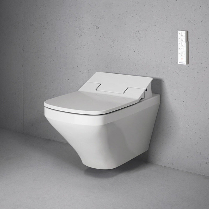 Подвесной унитаз с биде function DURAVIT WC DuraStyle Rimless SensoWash, Durafix, с крышкой Slim SC, белый