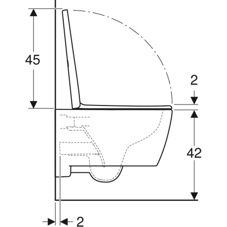 Rippuv üksus GEBERIT iCon Rimless iste kattega QR/SC, valge