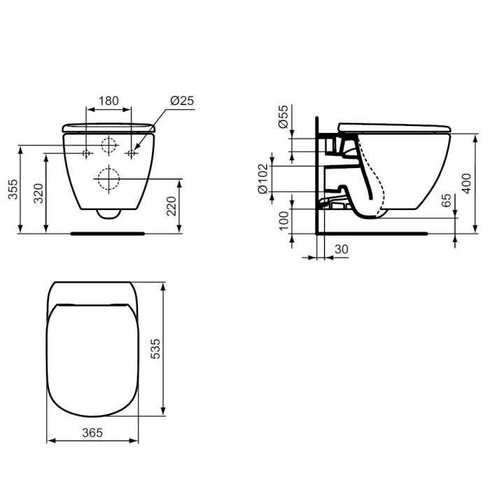Potinkinis WC komplektid IDEAL STANDARD (6 in 1), must nupp