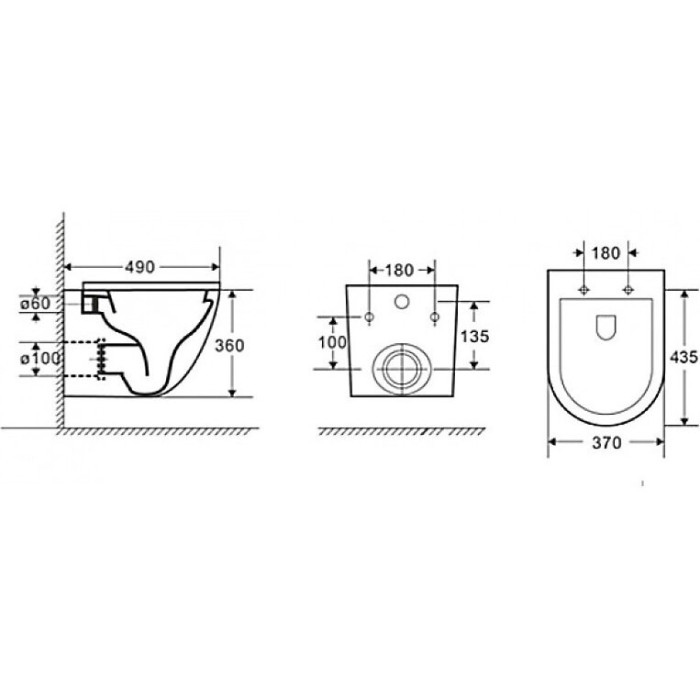 Rippuv WC KARAG Rimless õhukese aeglaselt sulguva kaanega, must-matt