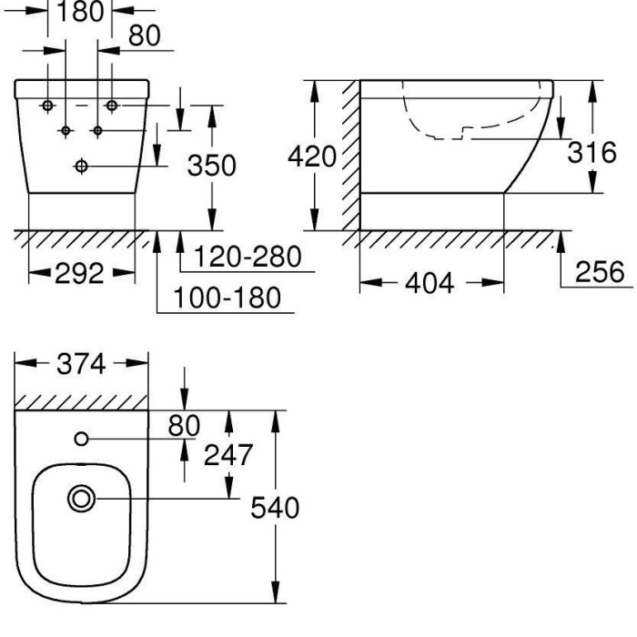 Подвесной биде GROHE Euro ceramic, 39208000