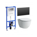 Built-in toilet frame LAUFEN 4 in 1, black-matt + wall-mounted toilet LAUFEN Pro Rimless with SLIM Slowclose seat
