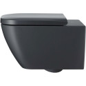 Подвесной унитаз DURAVIT Happy D.2 Rimless с крышкой Soft close, перо Anthracito