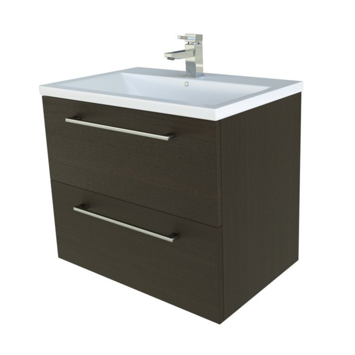 Lower cabinet with sink (2 drawers) KAMĖ Scandic 61 cm, black oak