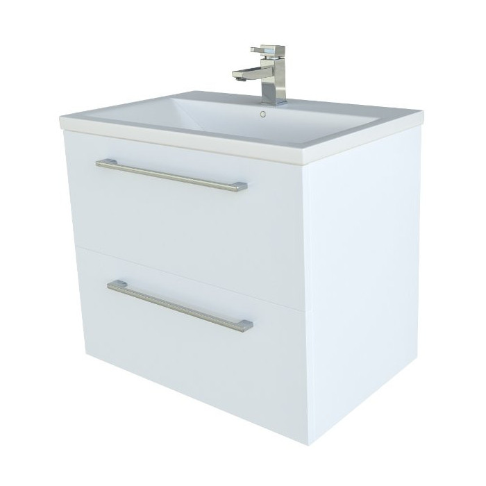 Lower cabinet with sink (2 drawers) KAMĖ Scandic 61 cm, white