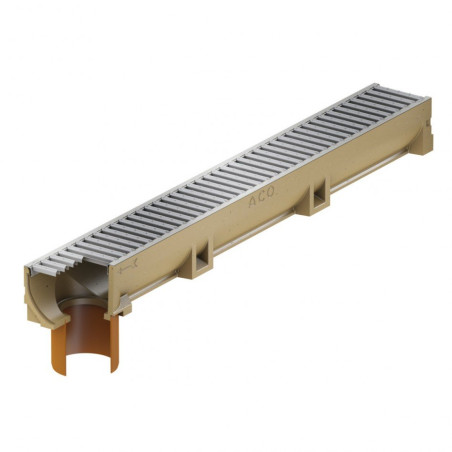 Drain with built-in PVC pipe DN100 with galvanized steel grates ACO Euroline 1000