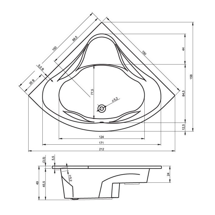 Akrüülne nurgavann RIHO Neo 1500 x 1500 mm