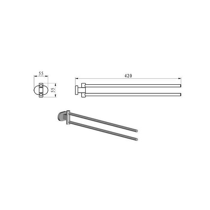 Double swivel towel holder RAVAK Chrome