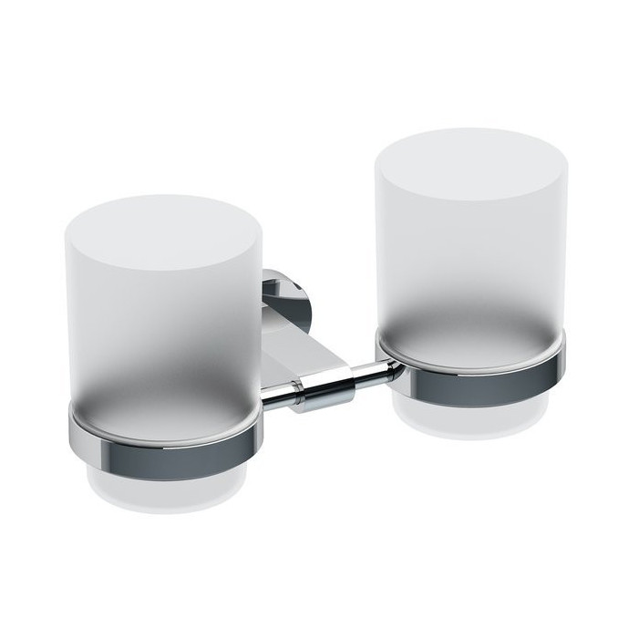 Holder with two glasses (frosted glass) RAVAK Chrome