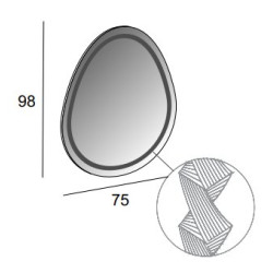 The mirror ornament is an LED shovel 98 x 75 cm.