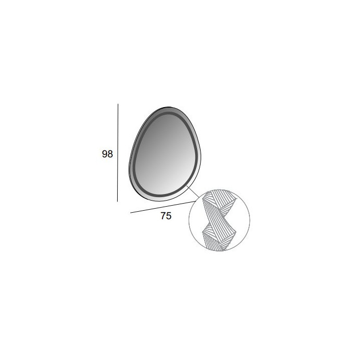 The mirror ornament is an LED shovel 98 x 75 cm.