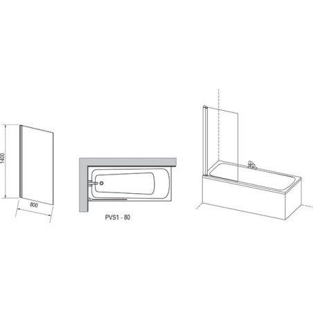 Single part stationary bath screen RAVAK PVS1