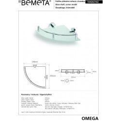 Nurgaklaasi riiul äärekestega BEMETA Omega