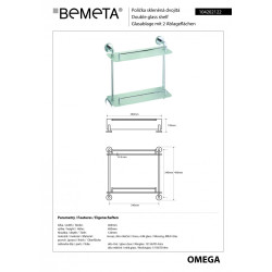 Двухъярусная стеклянная полка BEMETA Omega