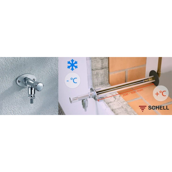 Незамерзающий уличный кран SCHELL Polar II для стен толщиной 200 / 500 мм