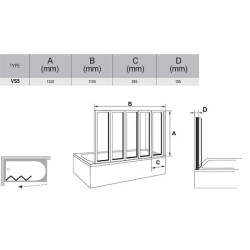 Five-part folding bath screen RAVAK VS5