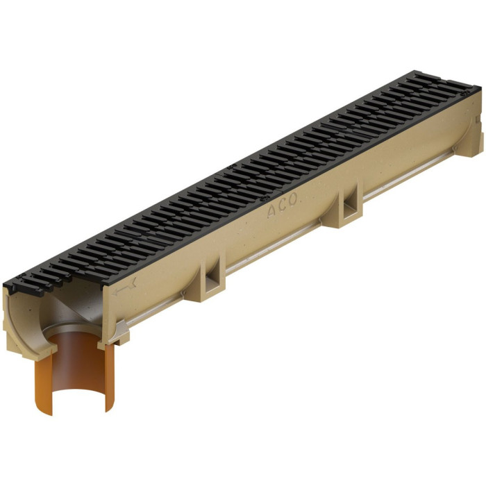 Drain with built-in PVC pipe DN100 with cast iron grates ACO Euroline 1000