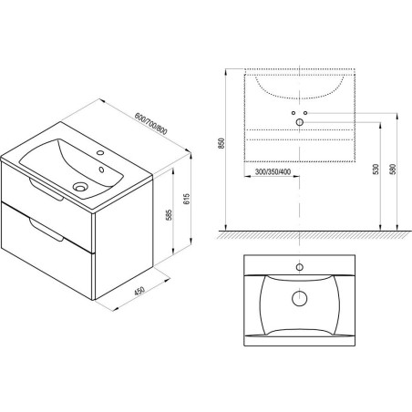 RAVAK SD Classic II 600 sink cabinet, white/white