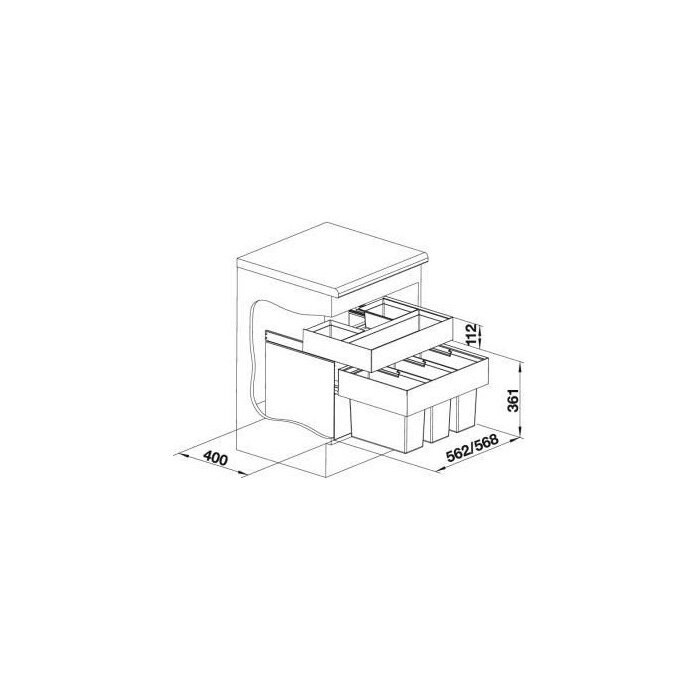Waste sorting system for 60 cm cabinet BLANCO SELECT II 60/3 Orga